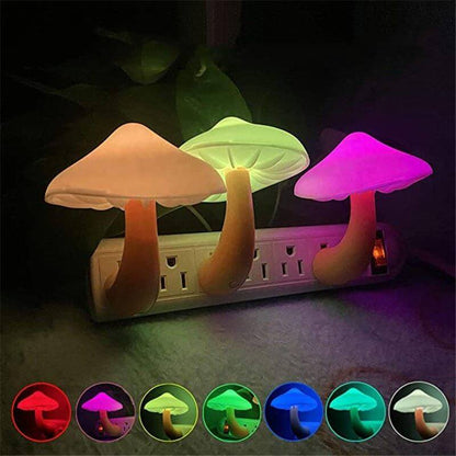 NebulaFlux decorations Mushroom / US / Colorful LED Night Light Mushroom Wall Socket Lamp